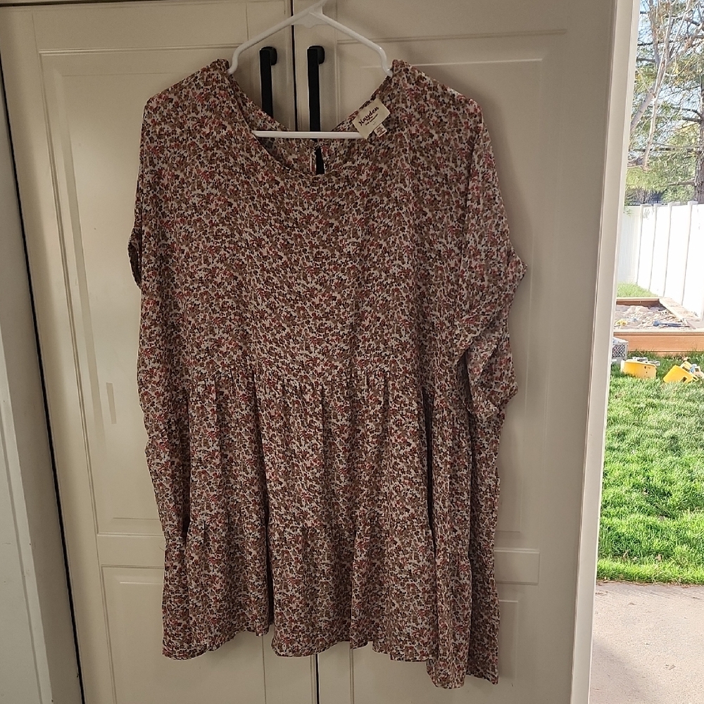 Mossimo Petite Floral Tiered Tunic - Dusty Rose
